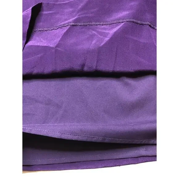 Madewell Womens 100% Silk Cold Shoulder Shift Short Dress Tunic Purple Lined 0 - Picture 7 of 8